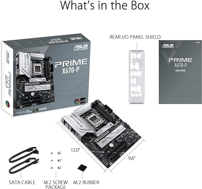 ASUS Prime X670-P Socket AM5 (LGA 1718) Ryzen 7000 ATX Motherboard(DDR5, 3xM.2 Slots, USB 3.2 Gen 2x2 Type-C®, USB4® Header, and 2.5Gb Ethernet) ASUS Prime X670-P Socket AM5 (LGA 1718) Ryzen 7000 ATX Motherboard(DDR5, 3xM.2 Slots, USB 3.2 Gen 2x2 Type-C®, USB4® Header, and 2.5Gb Ethernet)